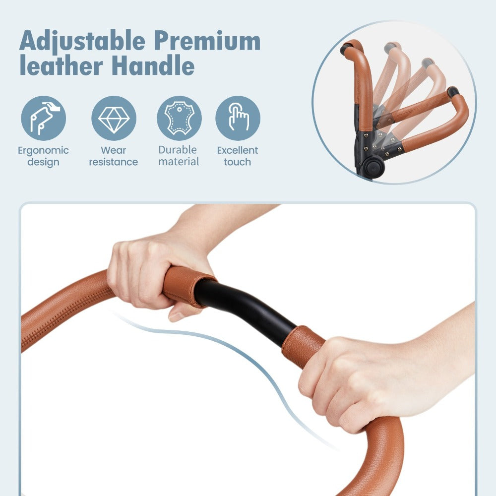 Joymor Foldable Wagon Stroller for 2 Kids, All-Terrain Stroller with Stroage Bags&Safety Belts, Sport Stroller Wagon for Children, Shock-Absorbing Wheels&Removabel Canopy, for Outdoor