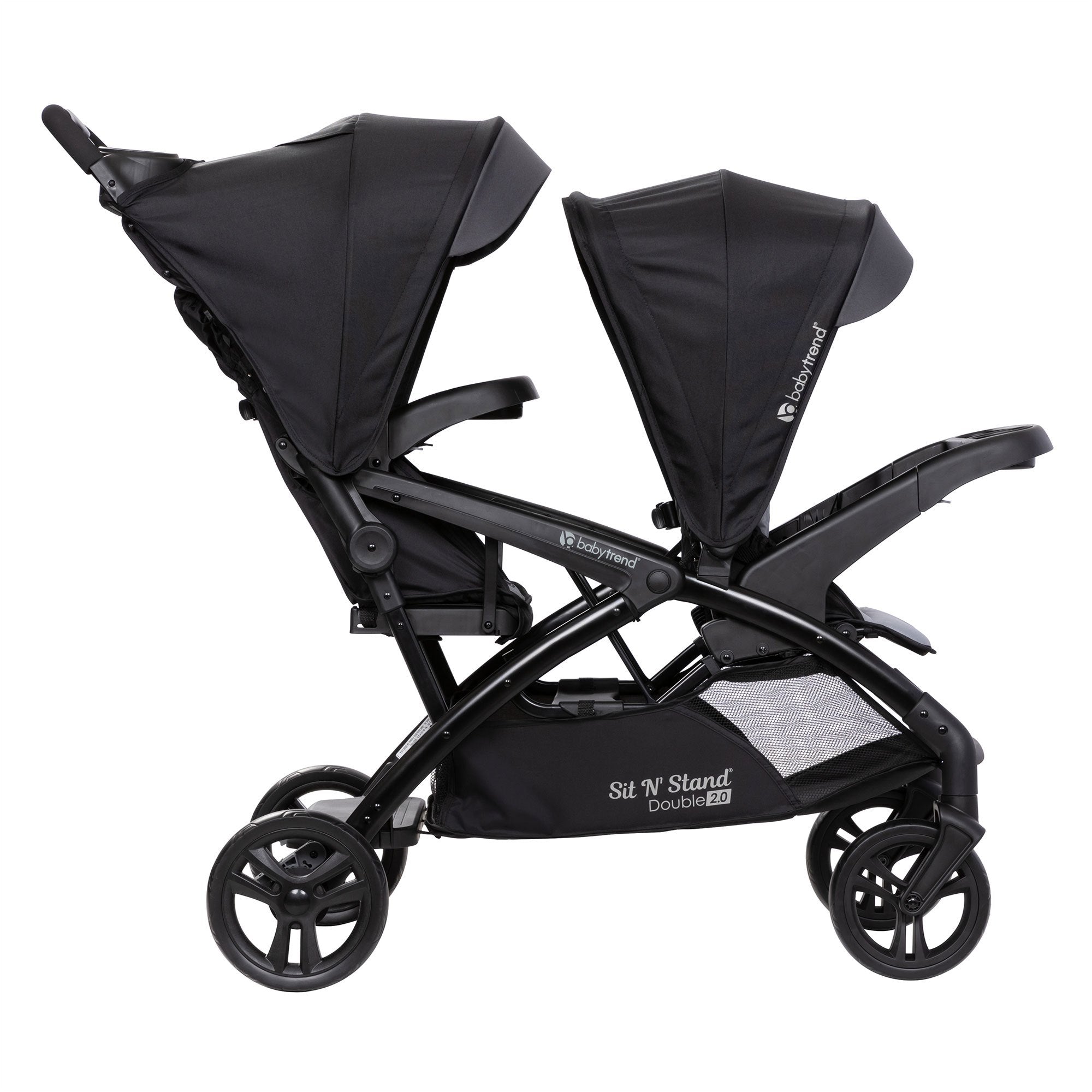 Baby Trend Sit N' Stand Double Stroller & Travel System for Babies & Toddlers, Stormy - Portable, Compact, and Lightweight Foldable Tandem Stroller