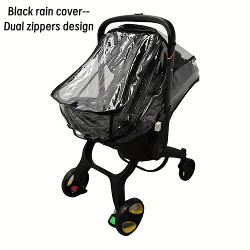 1pc Baby Stroller Rain Cover, Windproof Zipper Design, EVA Waterproof Material, Winter Baby Carriage Rain Shield, Holiday Gift